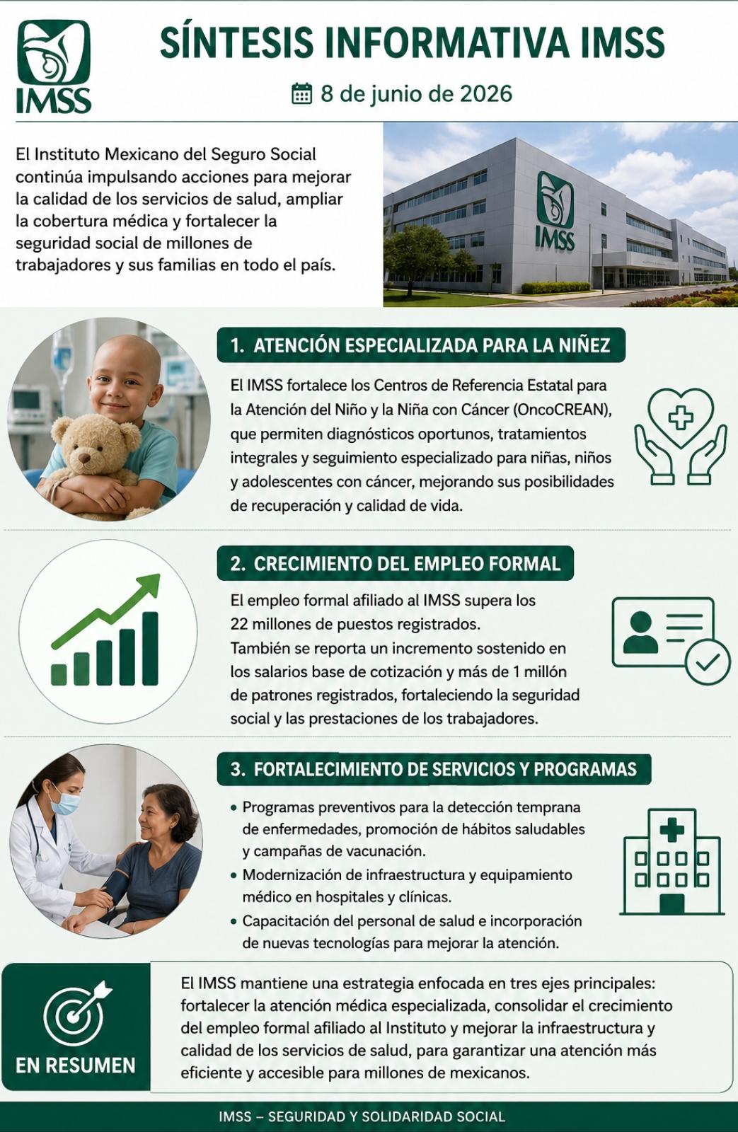 IMSS fortalece atención médica y consolida crecimiento del empleo formal en México