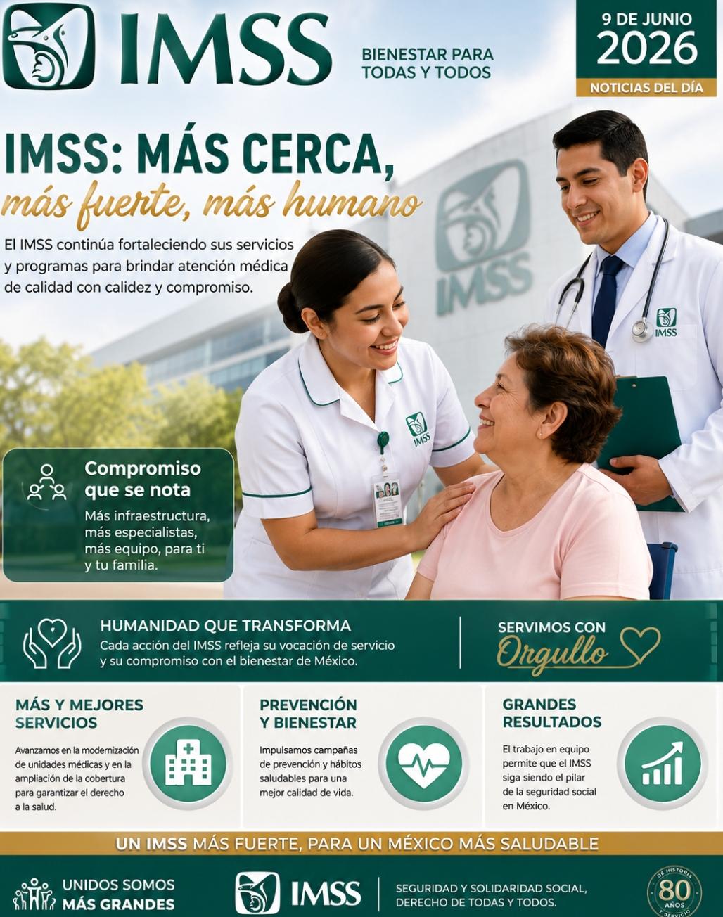 El Instituto Mexicano del Seguro Social (IMSS) continúa fortaleciendo sus acciones para garantizar servicios médicos oportunos