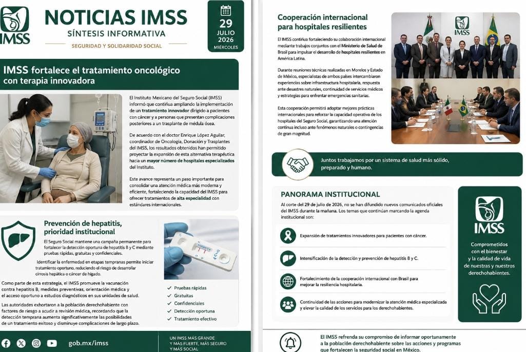 IMSS fortalece el tratamiento oncológico con terapia innovadora.